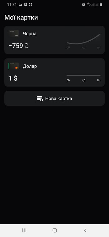 Новое меню Монобанка